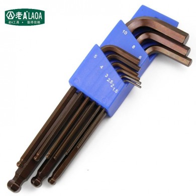 LAOA industrial grade S2 material 9pcs prolong magnetic ball  hex wrench set
