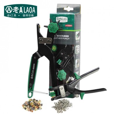 Japan Style  Hole Puncher Hollow Hole Stamp Puncher 6 Size Head 2.0 ~ 4.5mm 6 Sizes+ Lacelock Pliers Eyelet crimping pliers